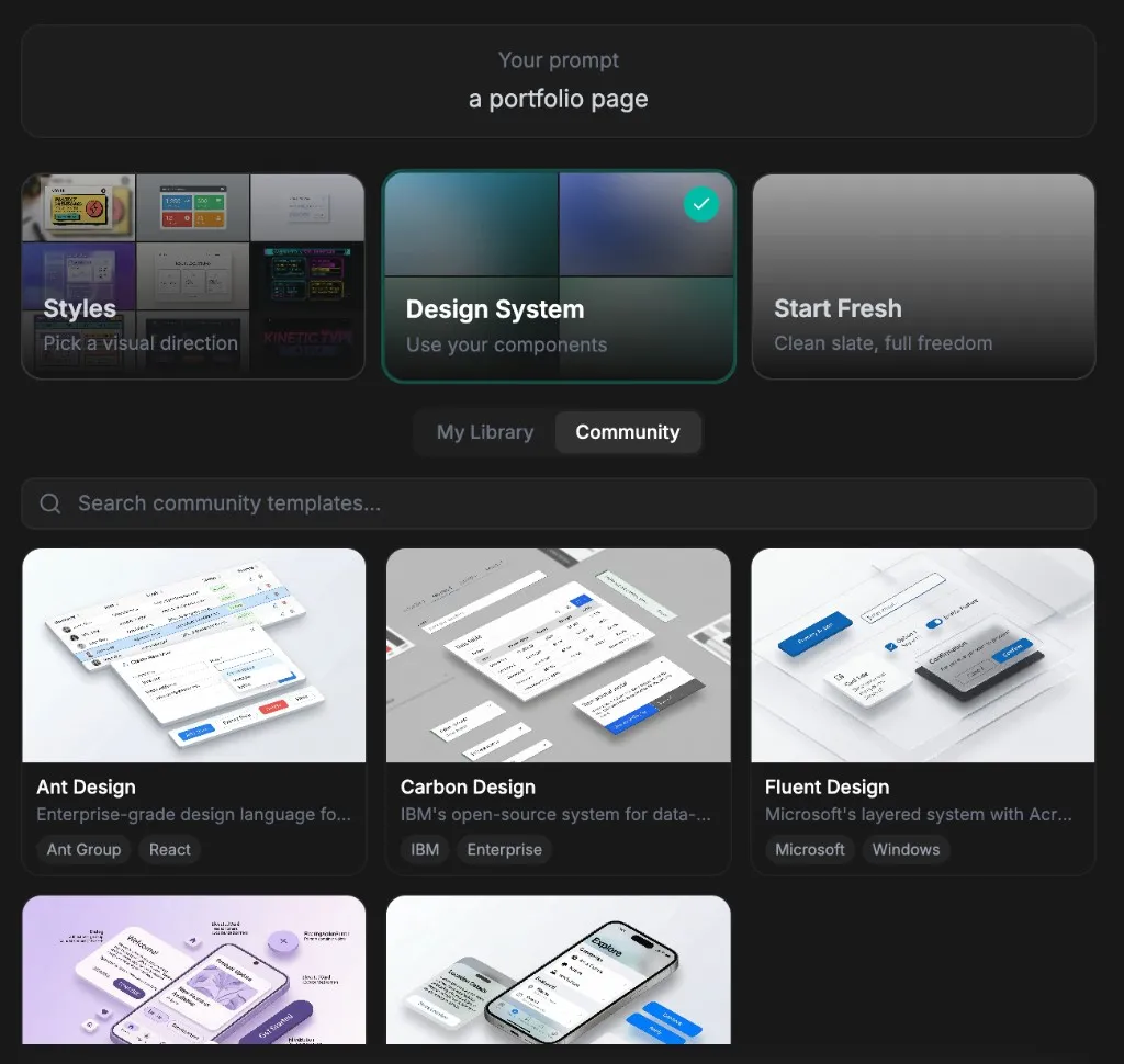 VibeFlow UI with design system applied